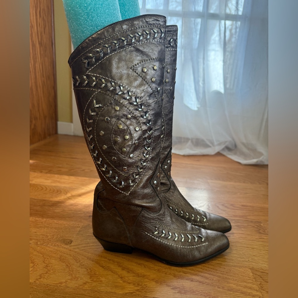 Vintage Italian Gold Leather Tall Boots